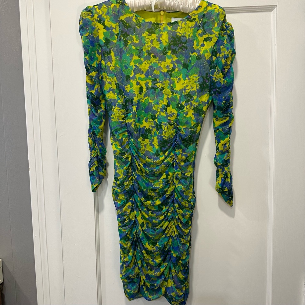 Ganni Floral Ruched Mini Dress - Picture 3 of 4